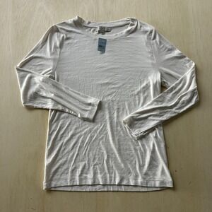 LOFT Shirt Womens Petite XL White Long Sleeve Crew Neck Basic Top Tee T-Shirt